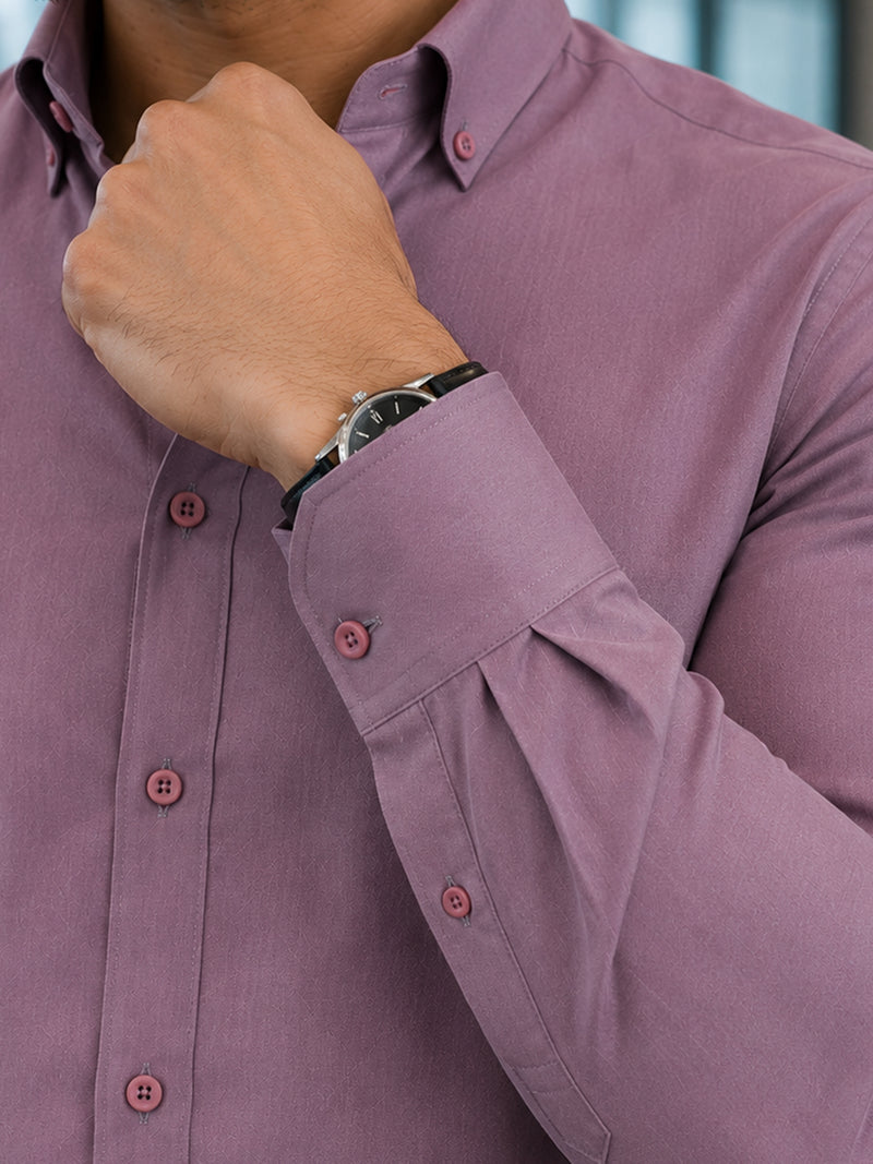 CAHOOT Men's Lavender Button Down Collar Slim Fit Shirt - view 7