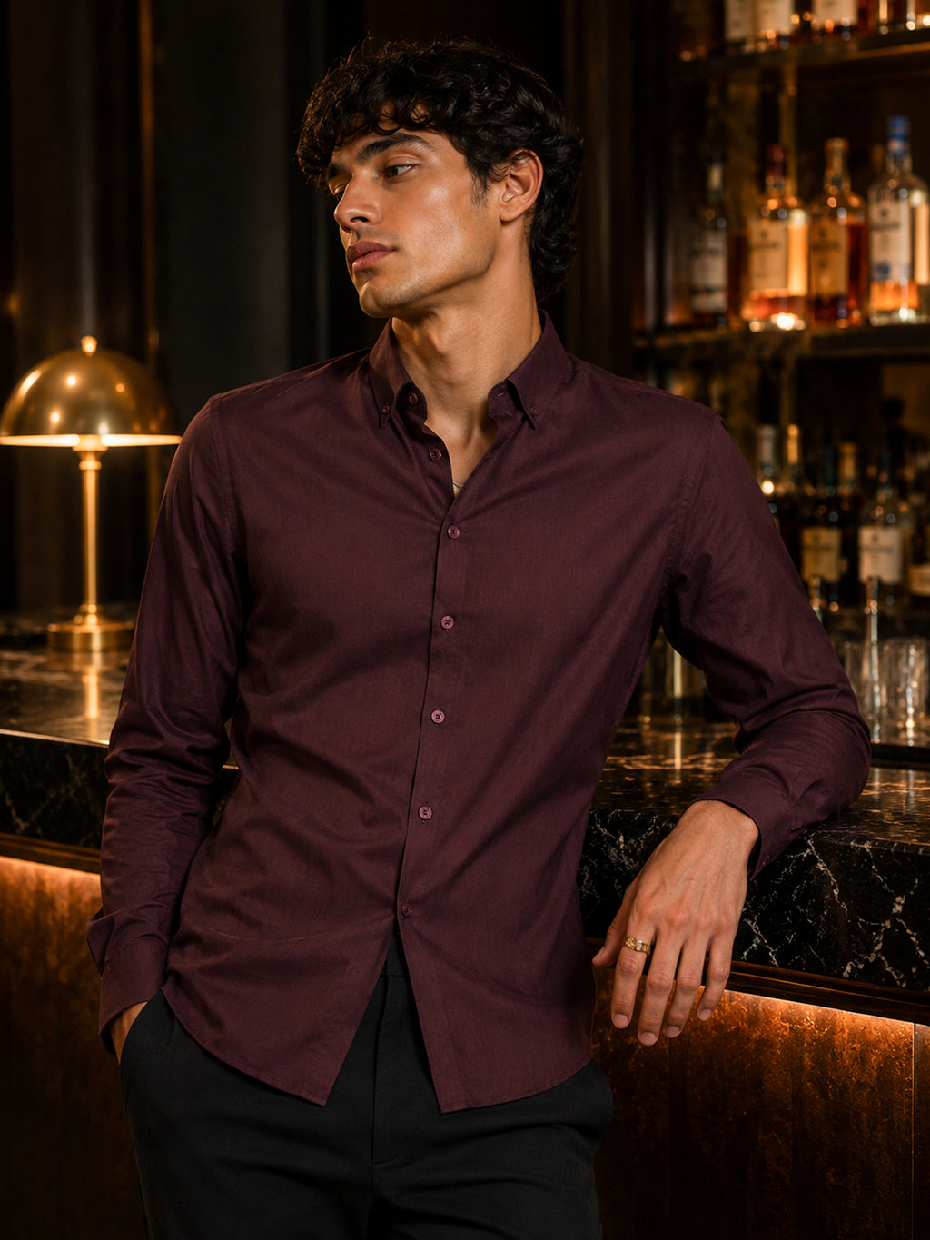 CAHOOT Men's Dark Purple Solid Shirt - view 1