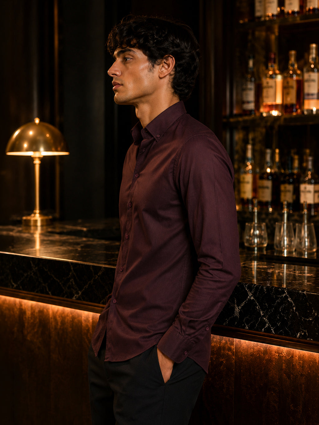CAHOOT Men's Dark Purple Solid Shirt - view 2