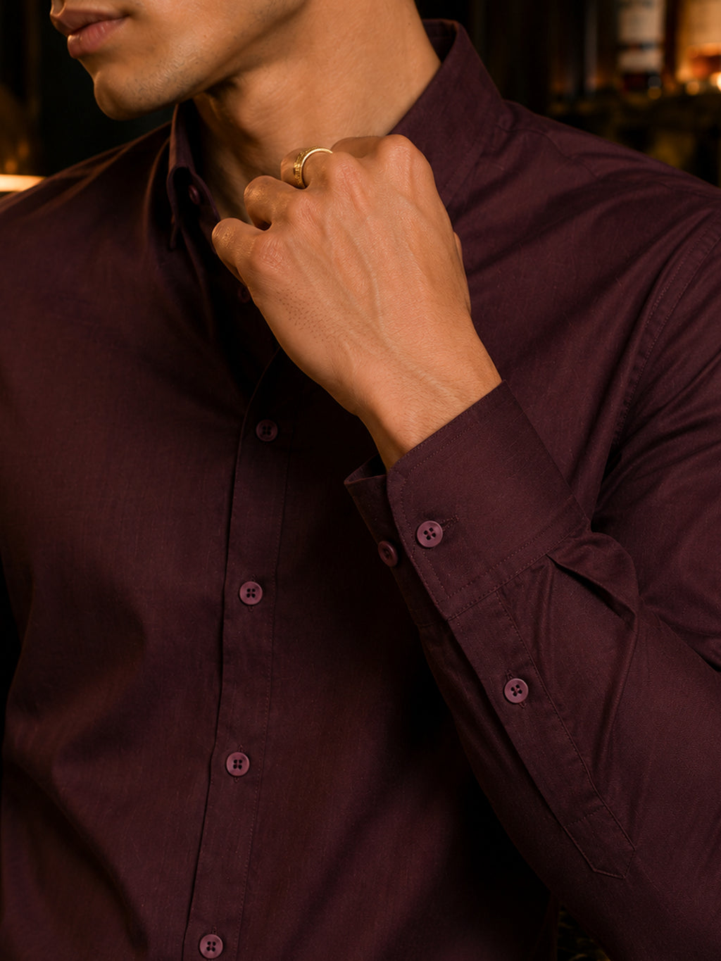 CAHOOT Men's Dark Purple Solid Shirt - view 6