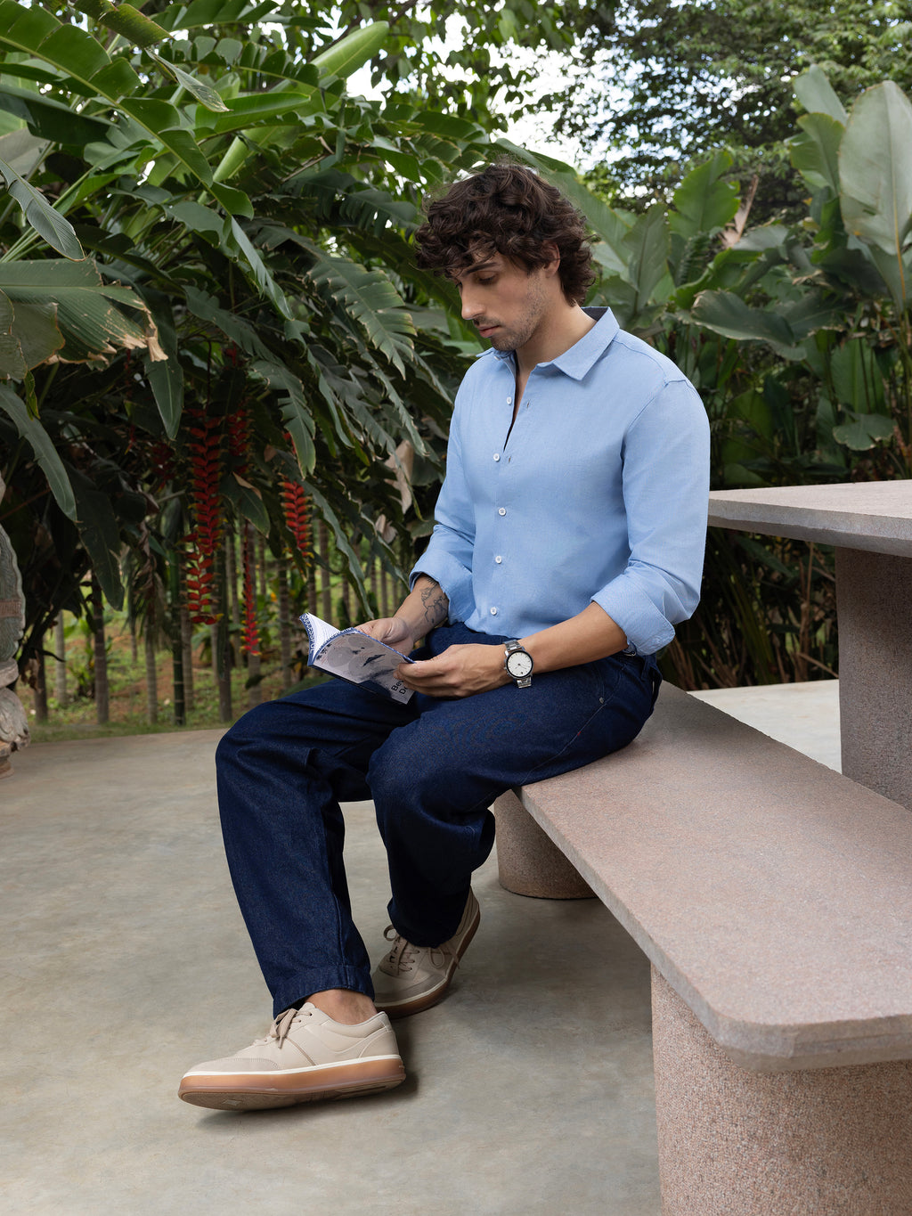 CAHOOT Men's Blue Solid Shirt - view 5