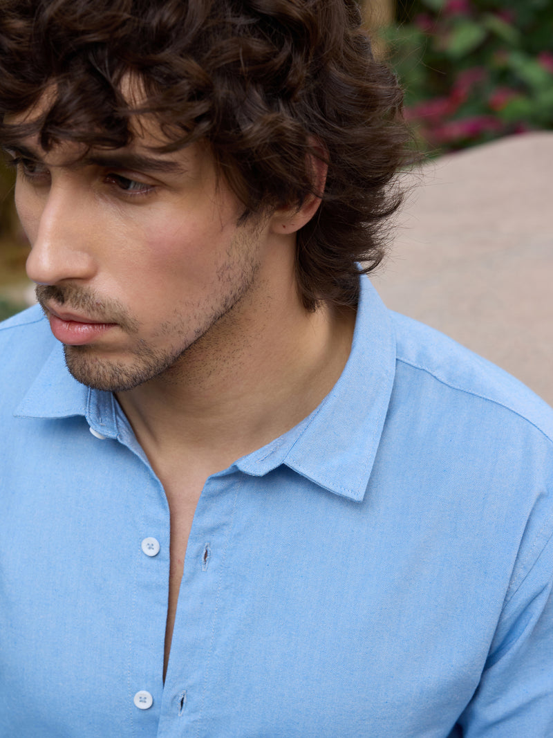 CAHOOT Men's Blue Solid Shirt - view 7