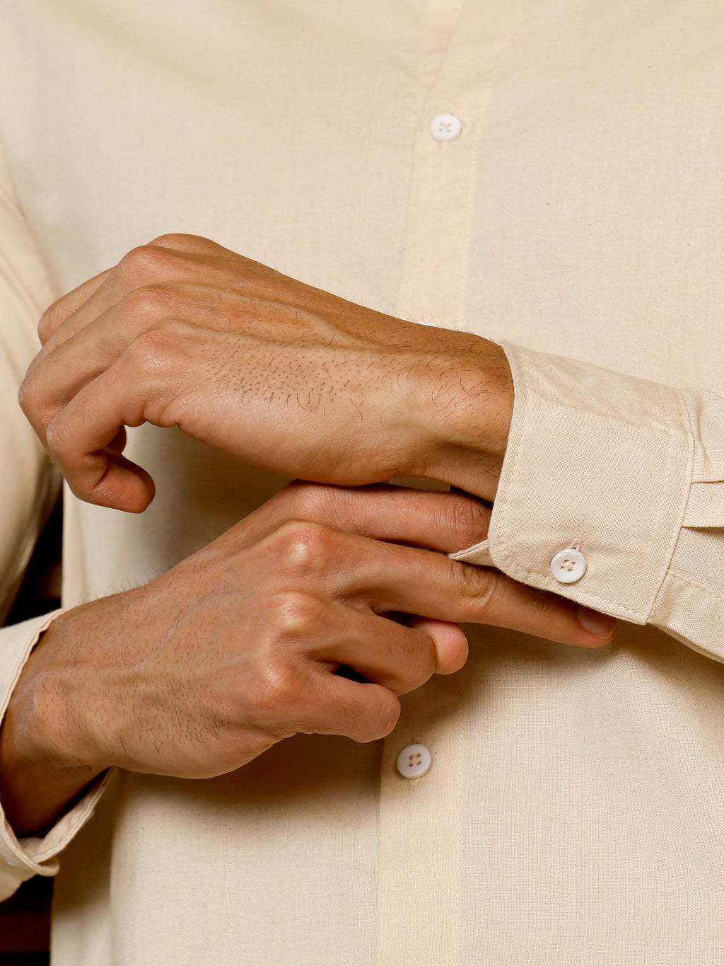 CAHOOT Men's Beige Solid Shirt - view 8