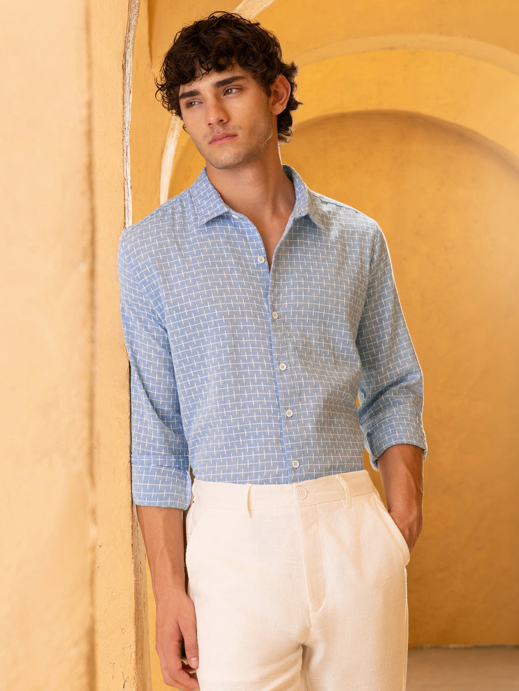 Double cloth Jacquard Regular Fit Shirt
