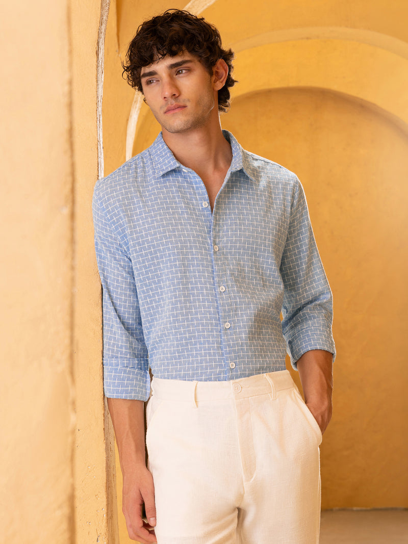 Double cloth Jacquard Regular Fit Shirt