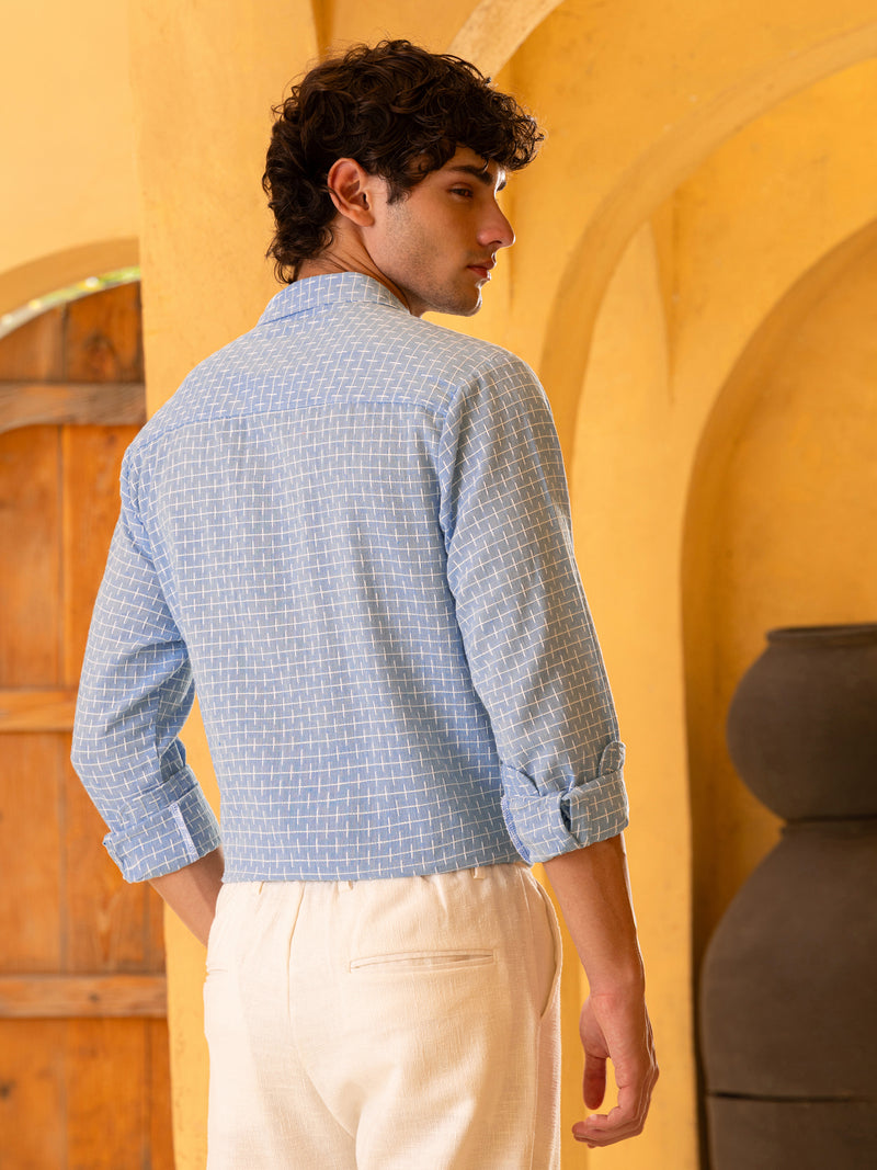 Double cloth Jacquard Regular Fit Shirt