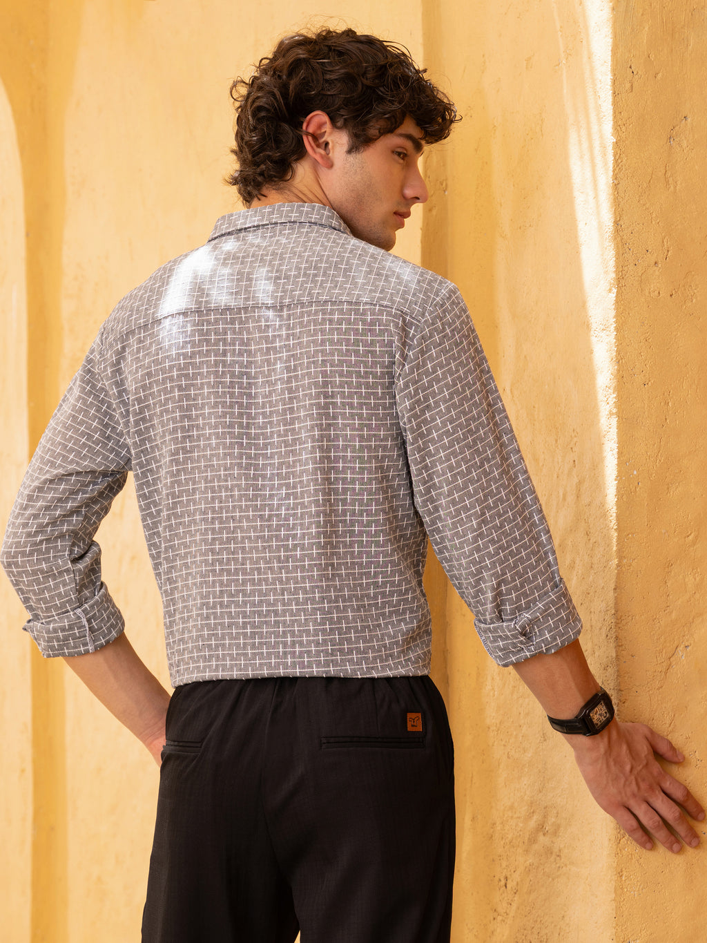 Double cloth Jacquard Regular Fit Shirt