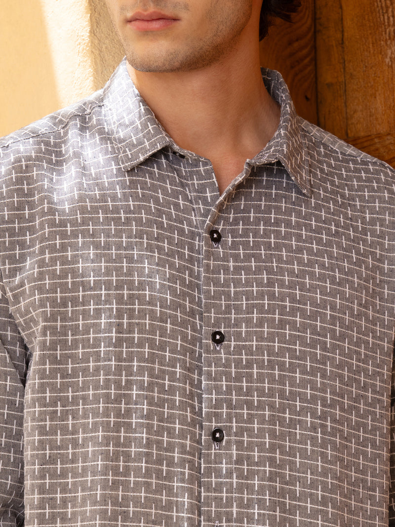 Double cloth Jacquard Regular Fit Shirt