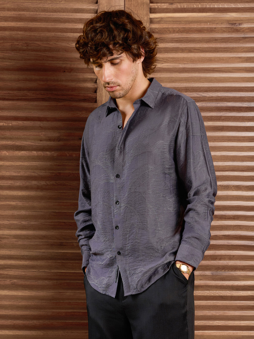 CAHOOT Men's Purple Self Design Shirt - view 3