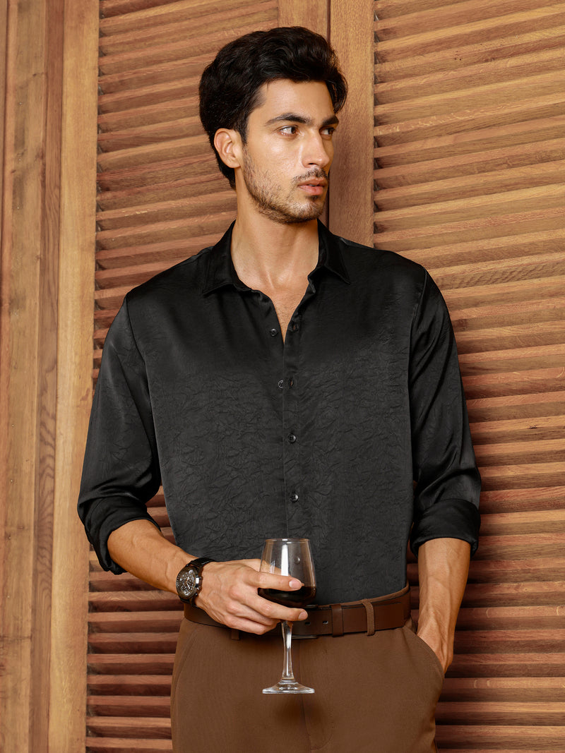 CAHOOT Men's Black Self Design Shirt - view 1