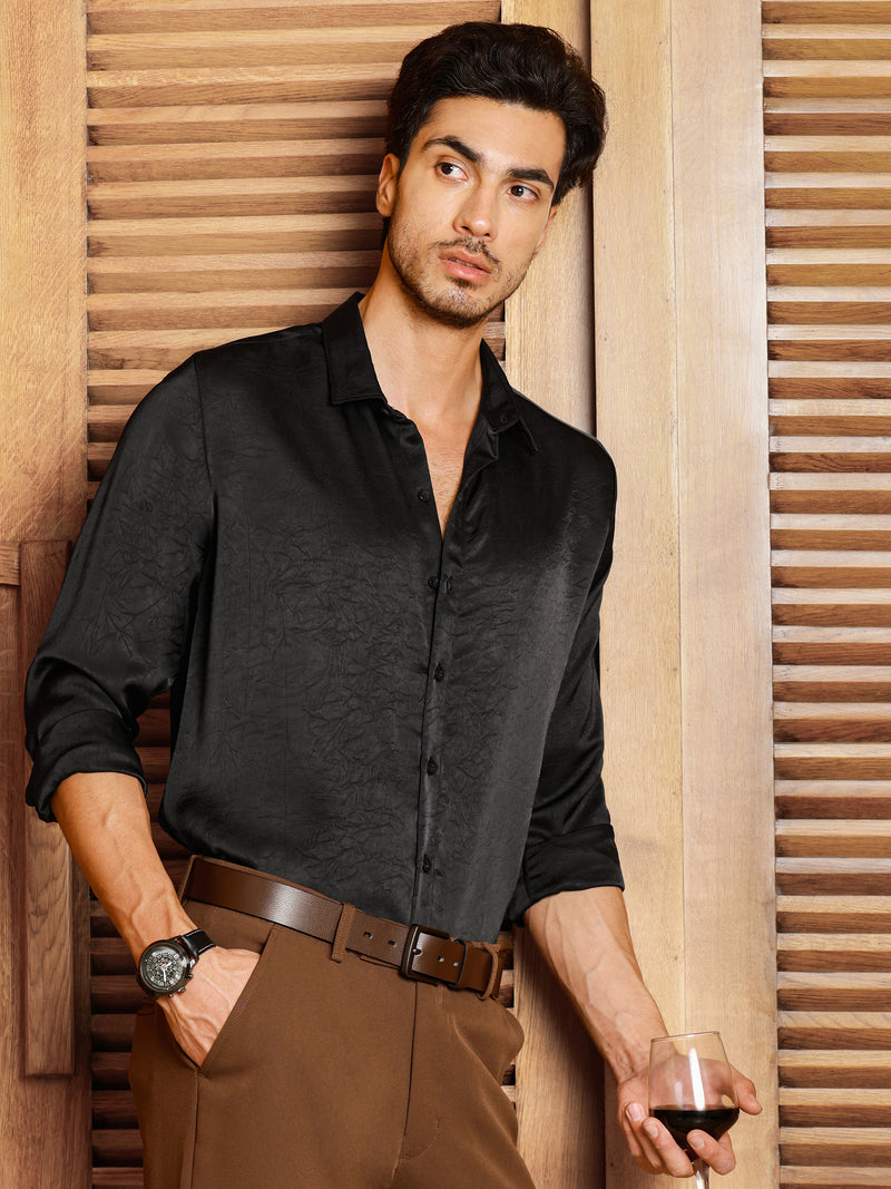 CAHOOT Men's Black Self Design Shirt - view 2