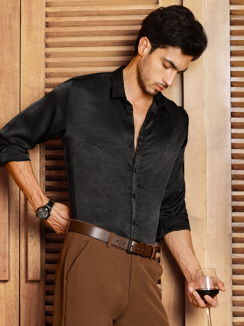 CAHOOT Men's Black Self Design Shirt - view 3