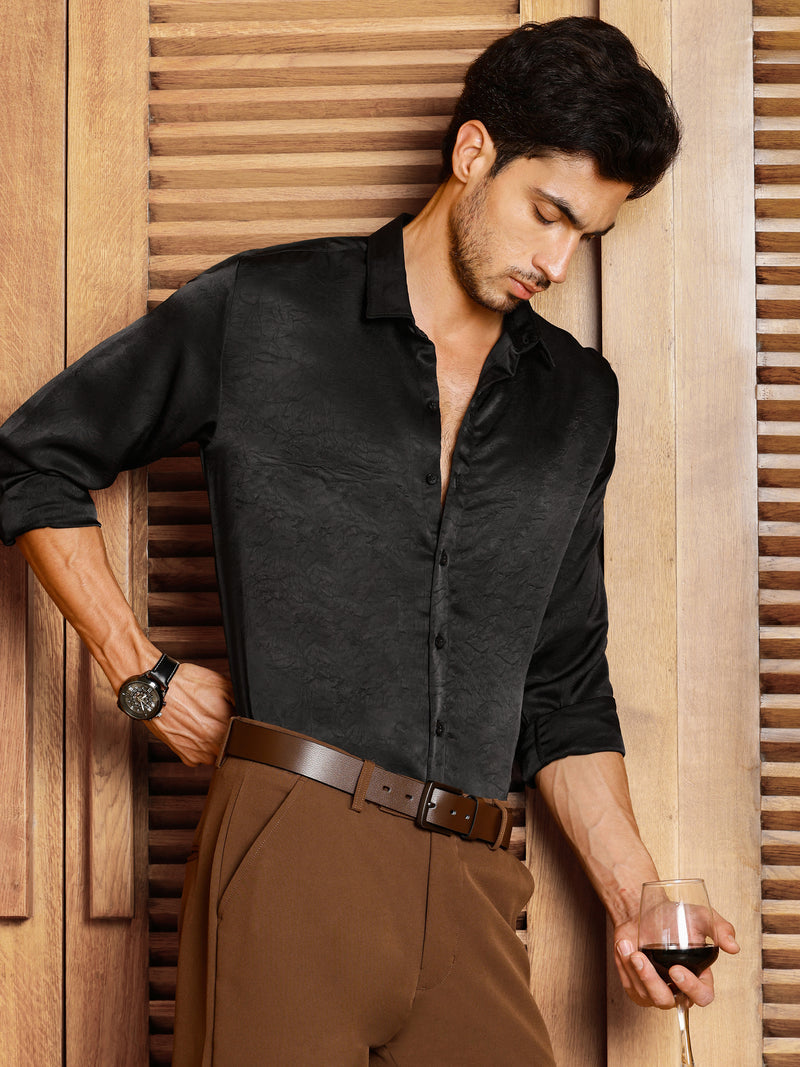 CAHOOT Men's Black Self Design Shirt - view 3