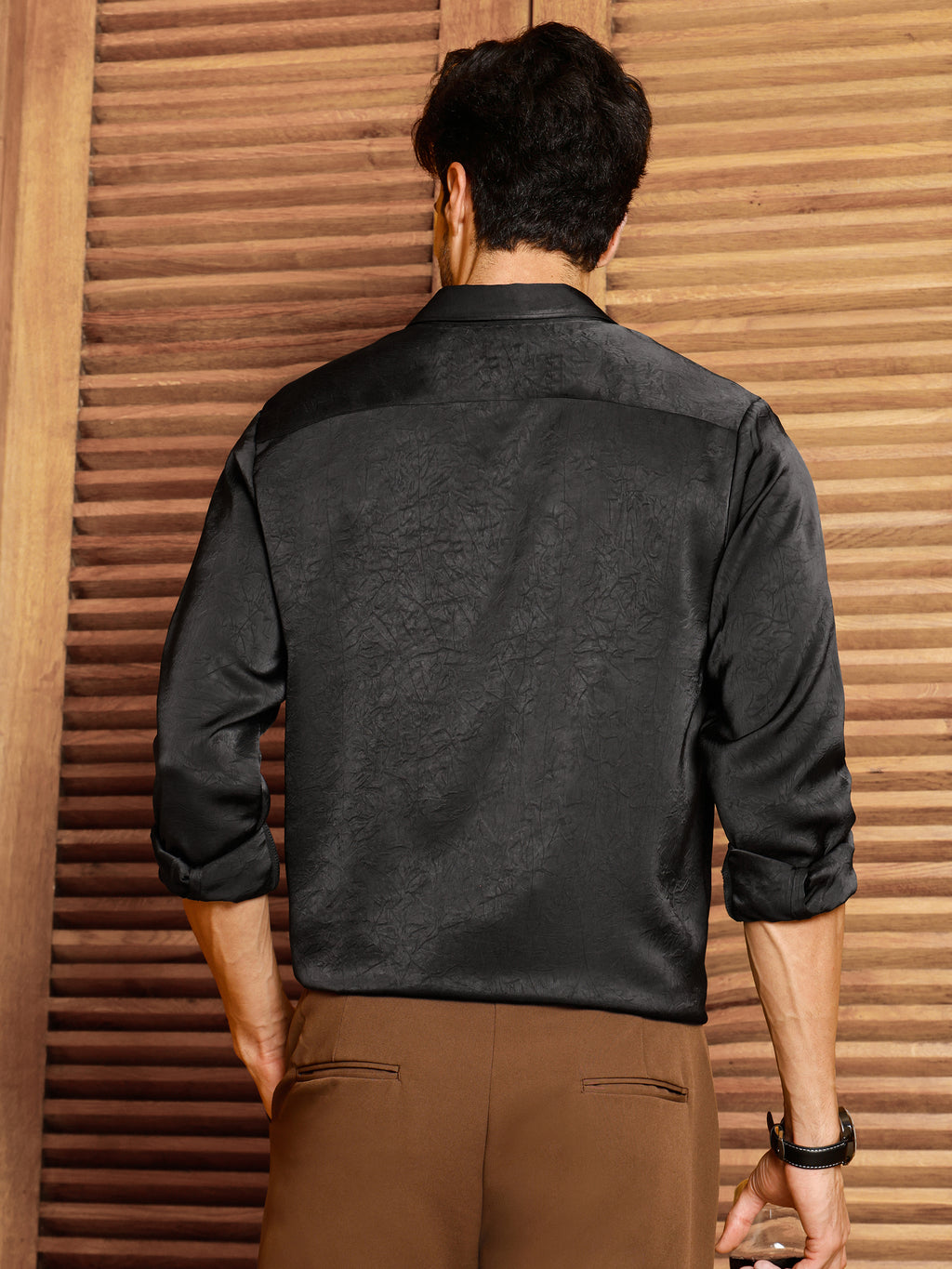 CAHOOT Men's Black Self Design Shirt - view 4