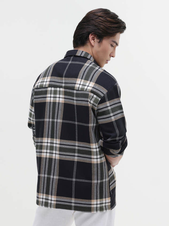 Yarn-Dyed Plaid Oversized Fit Shirt