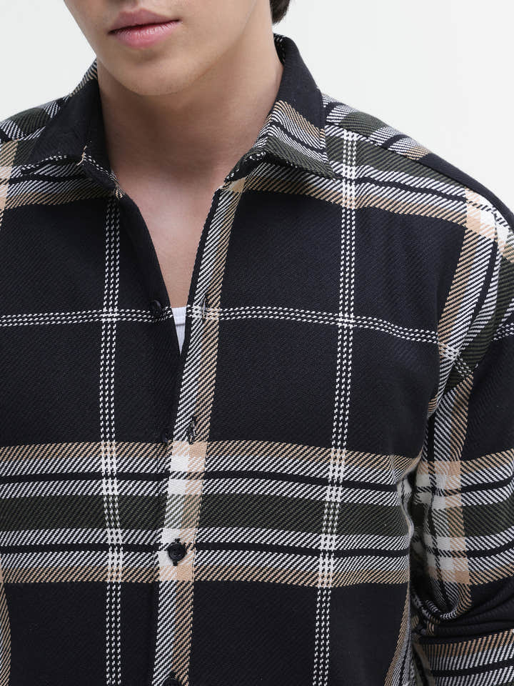 Yarn-Dyed Plaid Oversized Fit Shirt