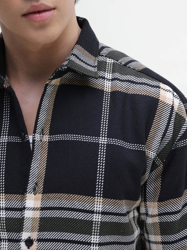 Yarn-Dyed Plaid Oversized Fit Shirt