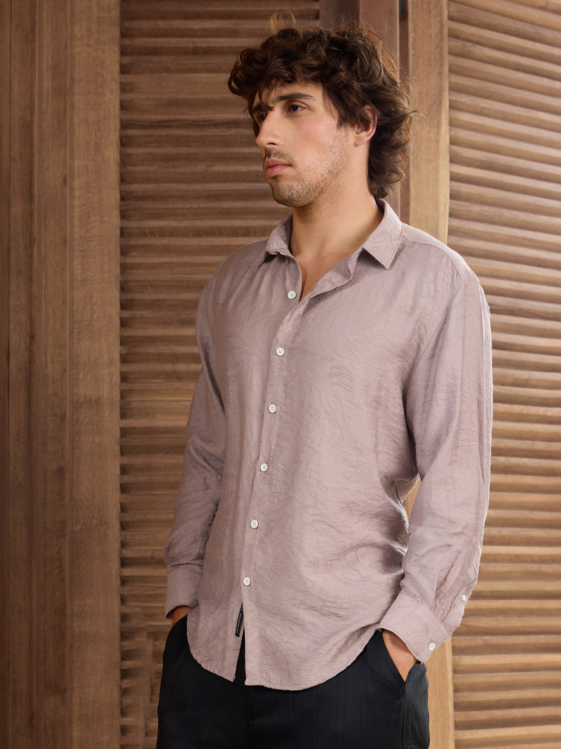 CAHOOT Men's Pink Self Design Shirt - view 3