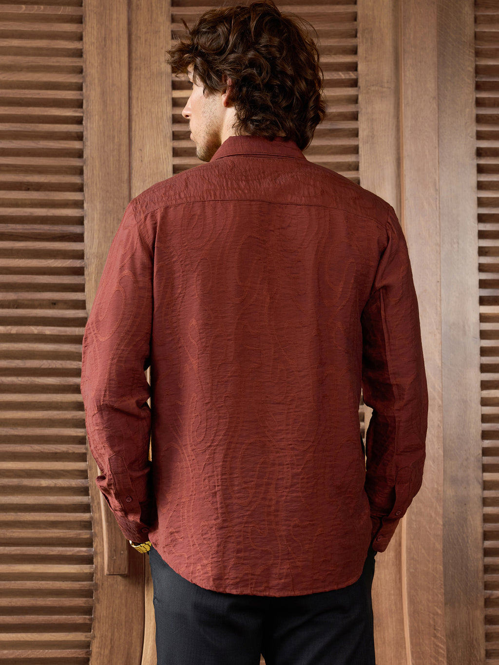 CAHOOT Men's Red Self Design Shirt - view 4