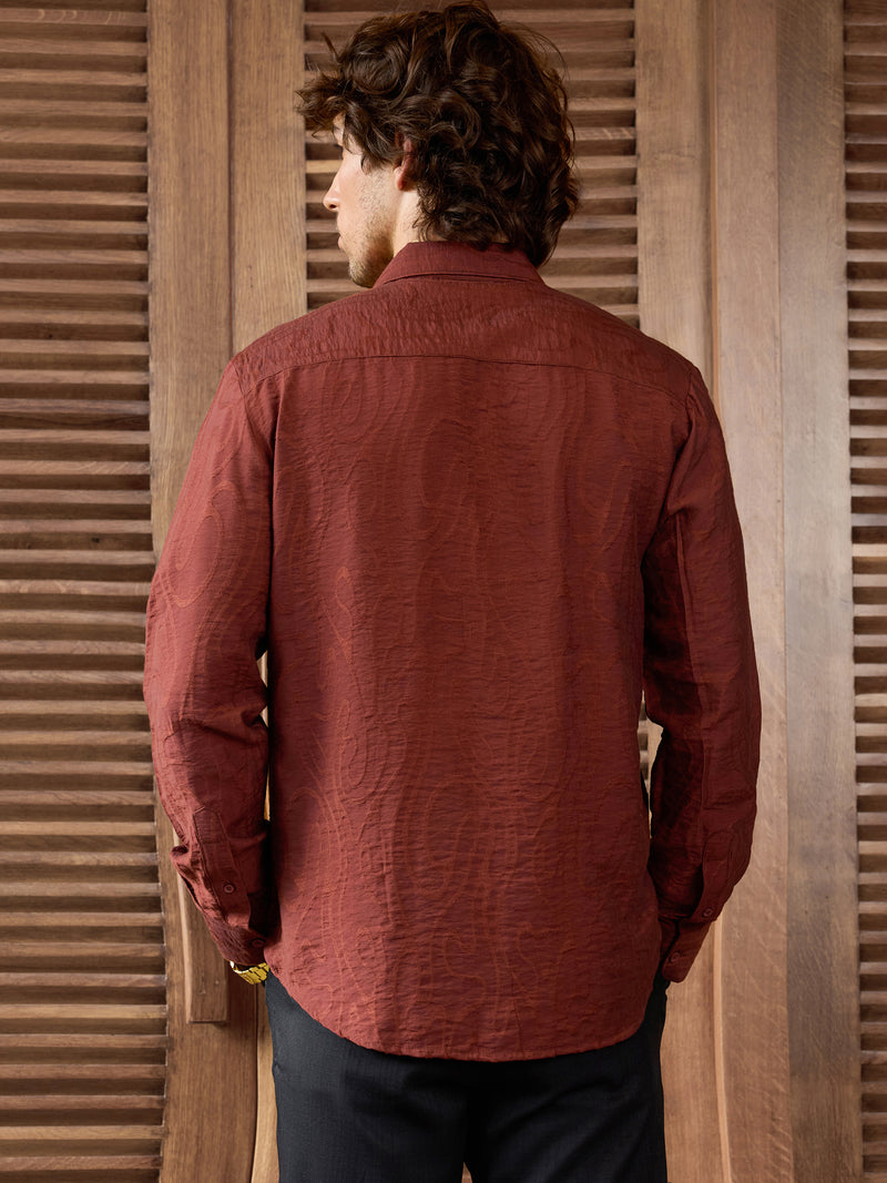CAHOOT Men's Red Self Design Shirt - view 4