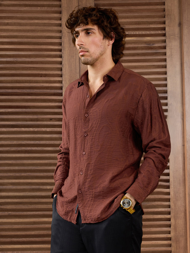 CAHOOT Men's Red Self Design Shirt - view 7