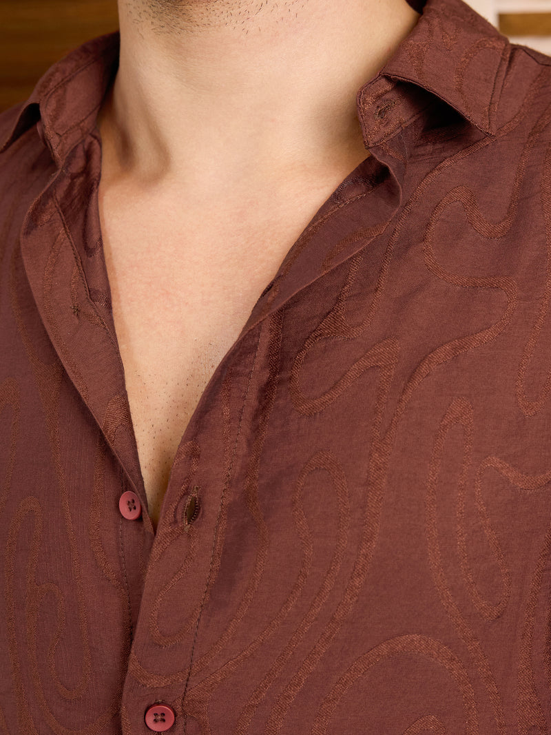 CAHOOT Men's Red Self Design Shirt - view 8