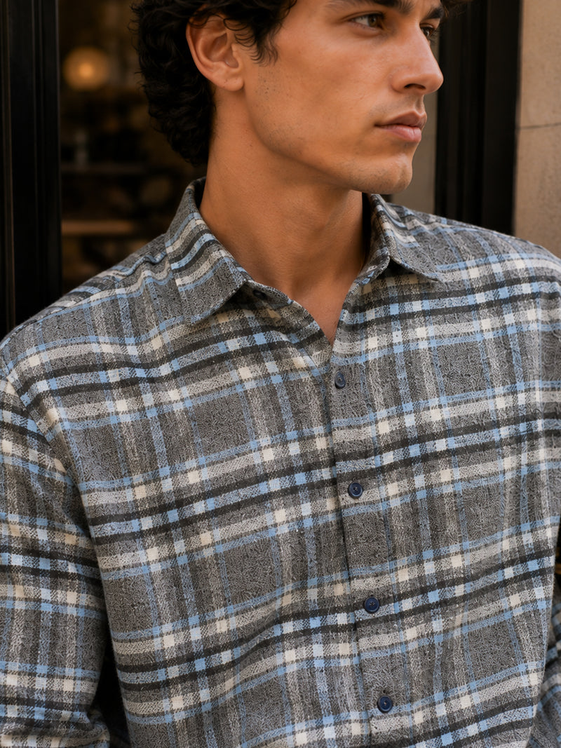 CAHOOT Men's Charcoal Checked Shirt - view 5