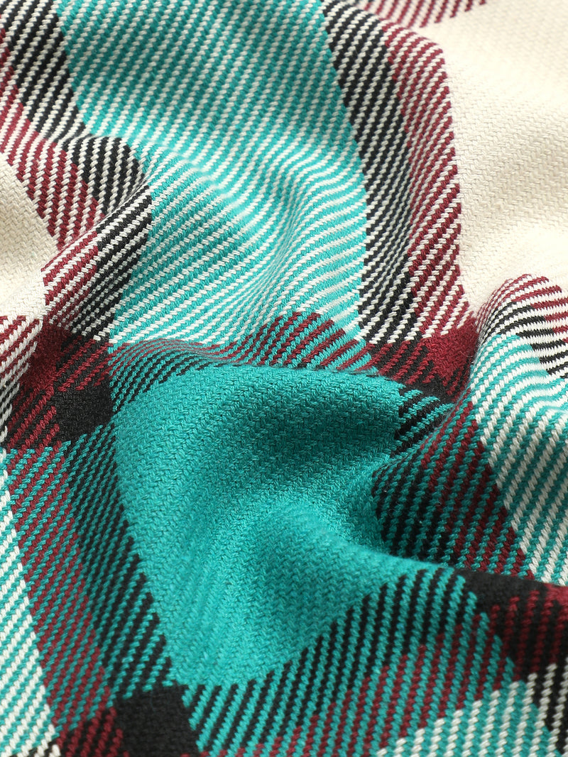 CAHOOT Turquoise Yarn-Dyed Checked Oversized Fit Shirt - view 7