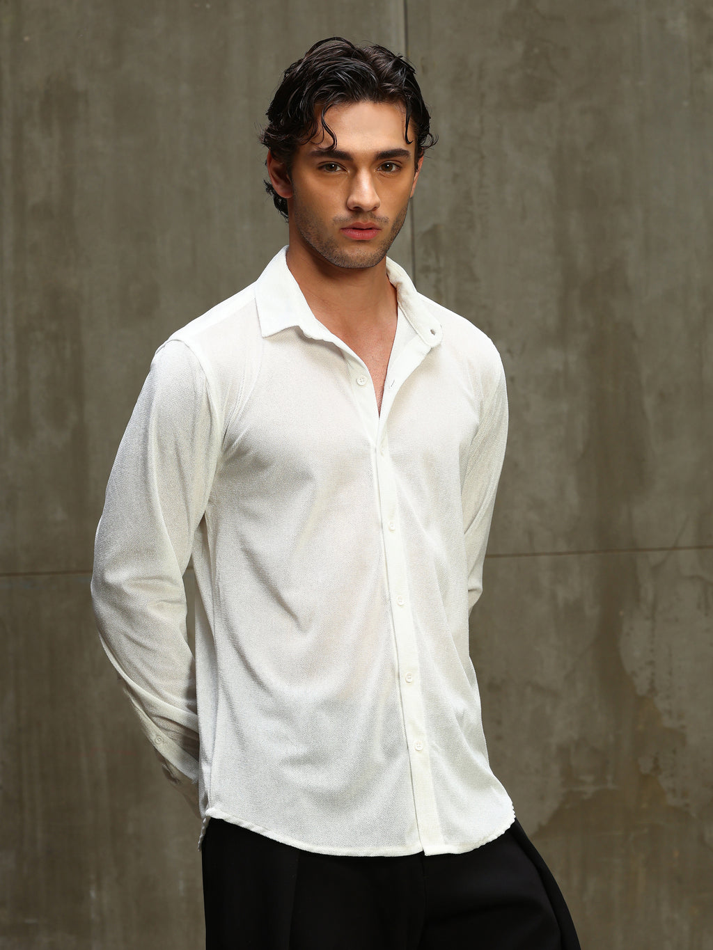 CAHOOT Men's White Velvet Regular Fit Shirt - view 3