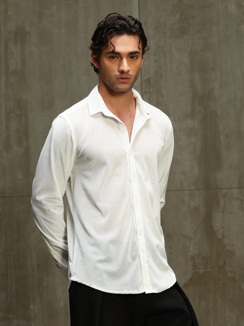 CAHOOT Men's White Velvet Regular Fit Shirt - view 3