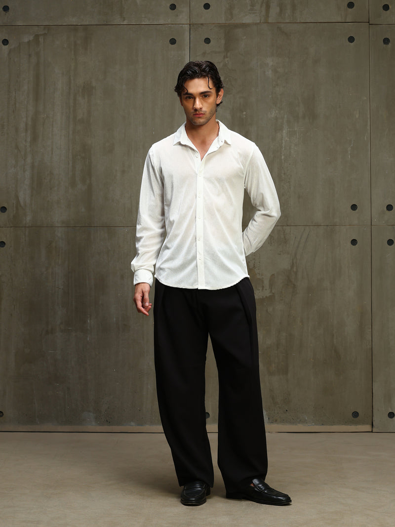 CAHOOT Men's White Velvet Regular Fit Shirt - view 5