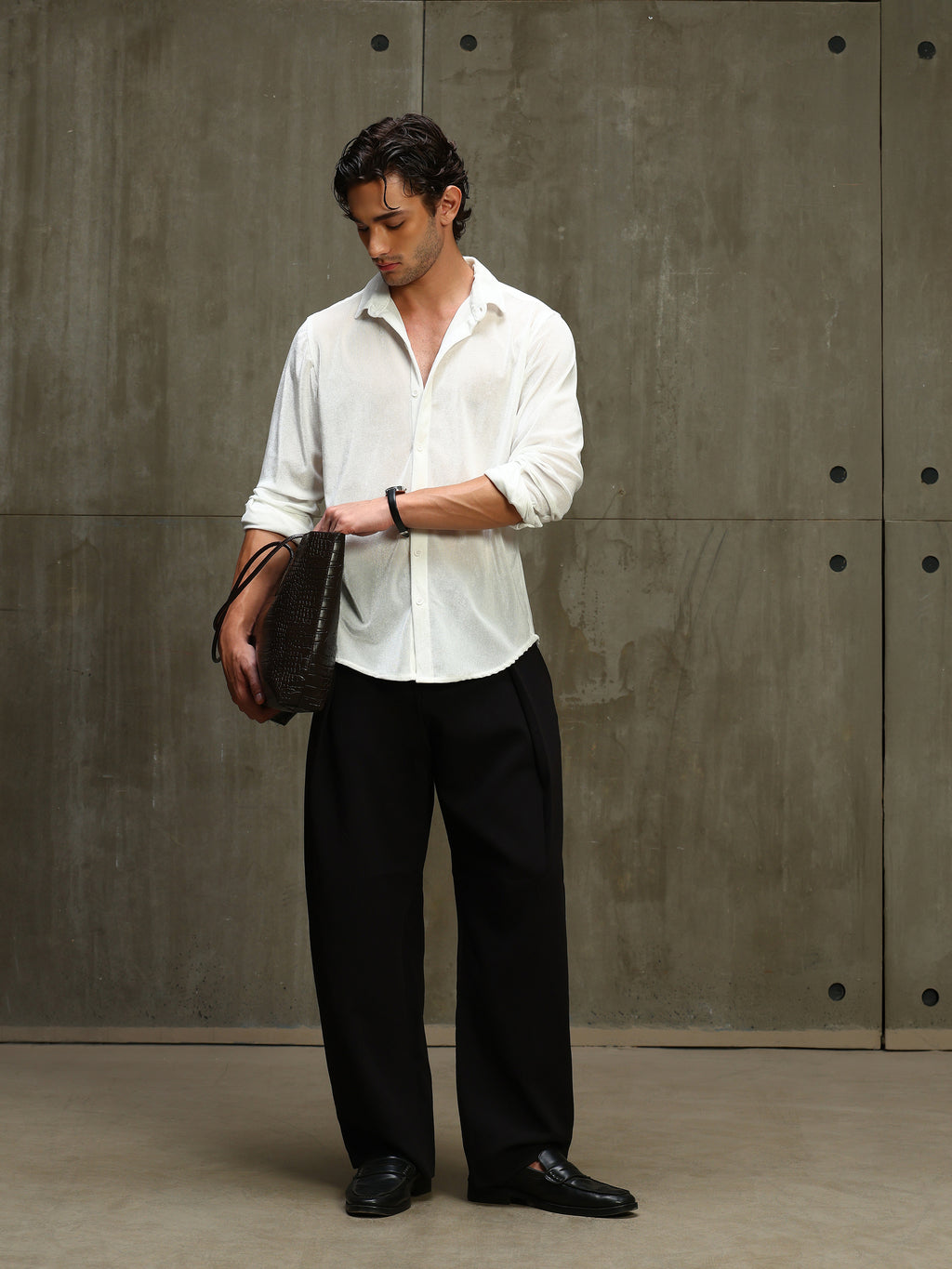 CAHOOT Men's White Velvet Regular Fit Shirt - view 6