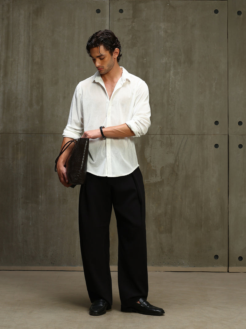 CAHOOT Men's White Velvet Regular Fit Shirt - view 6