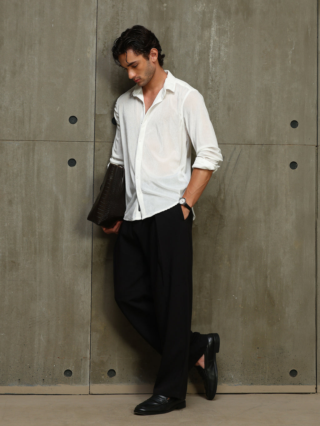 CAHOOT Men's White Velvet Regular Fit Shirt - view 7