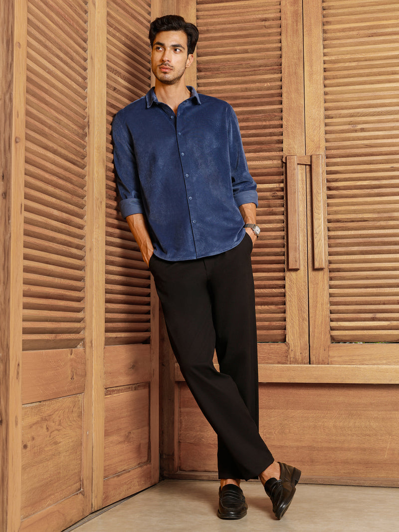 CAHOOT Men's Blue Self Design Shirt - view 5