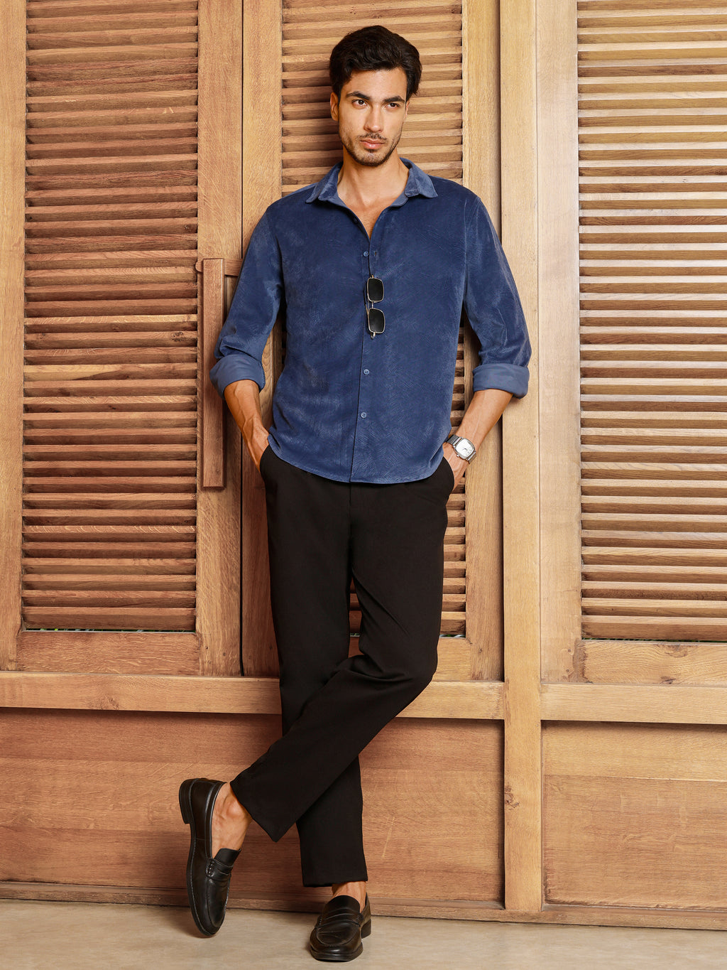CAHOOT Men's Blue Self Design Shirt - view 6
