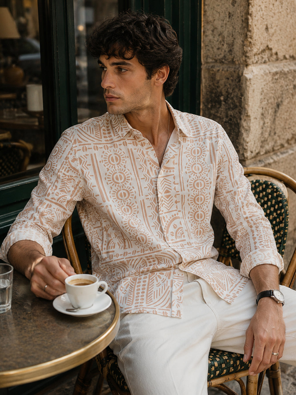 CAHOOT Men's Camel Brown Printed Shirt - view 1