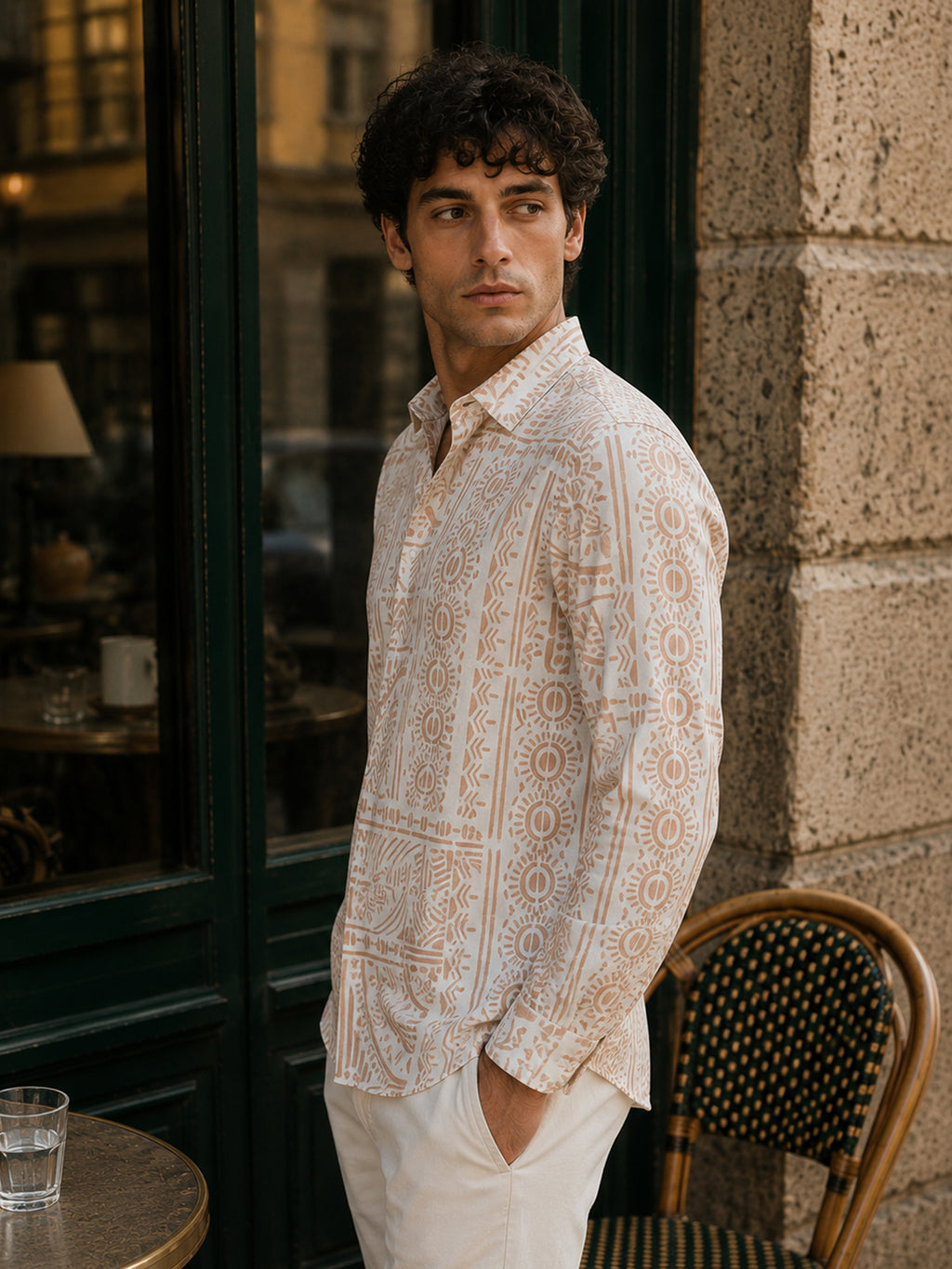 CAHOOT Men's Camel Brown Printed Shirt - view 2