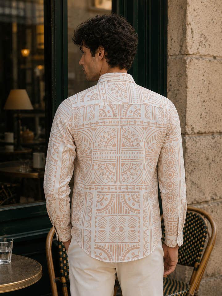 CAHOOT Men's Camel Brown Printed Shirt - view 3