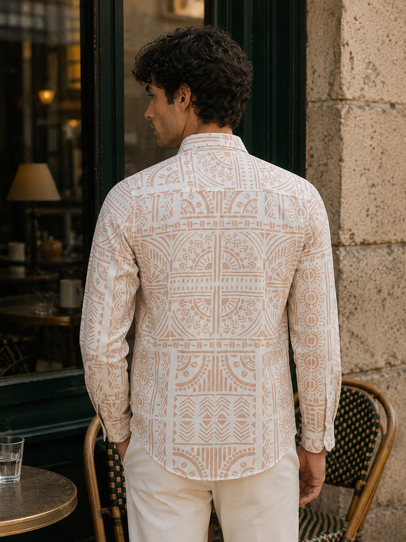 CAHOOT Men's Camel Brown Printed Shirt - view 3