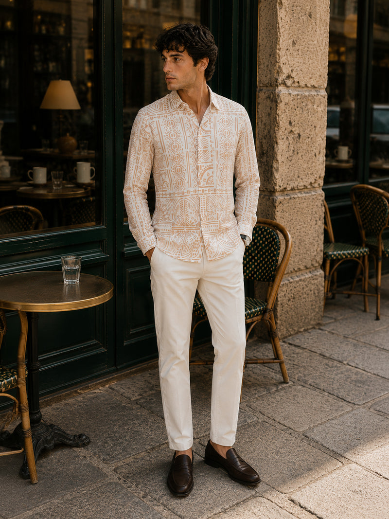 CAHOOT Men's Camel Brown Printed Shirt - view 4