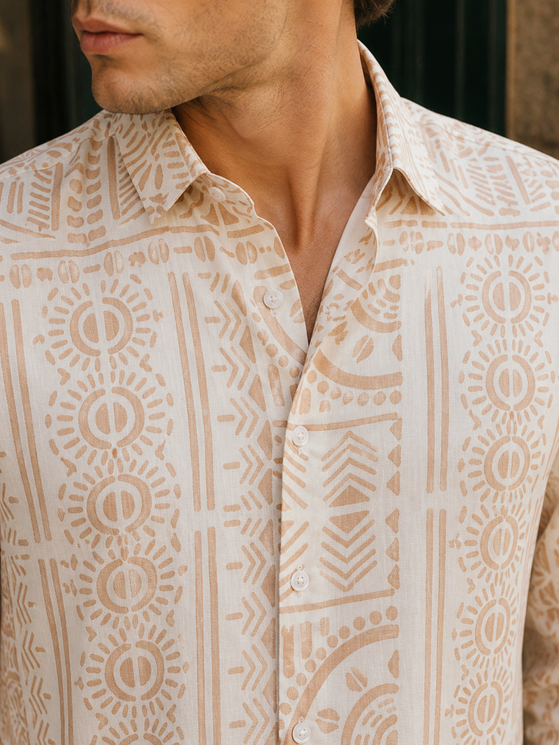 CAHOOT Men's Camel Brown Printed Shirt - view 5