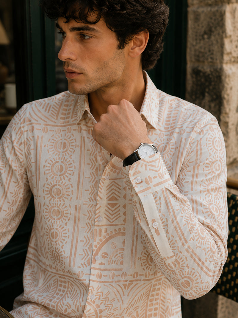 CAHOOT Men's Camel Brown Printed Shirt - view 6