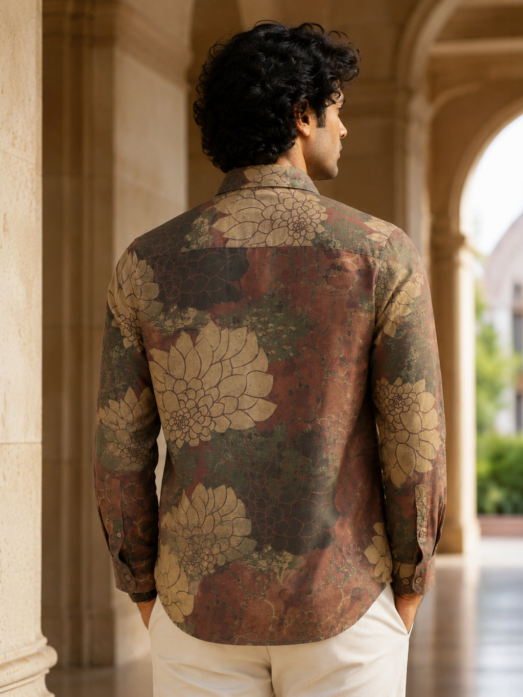 CAHOOT Men's Maroon Botanical Printed Regular Fit Shirt - view 4