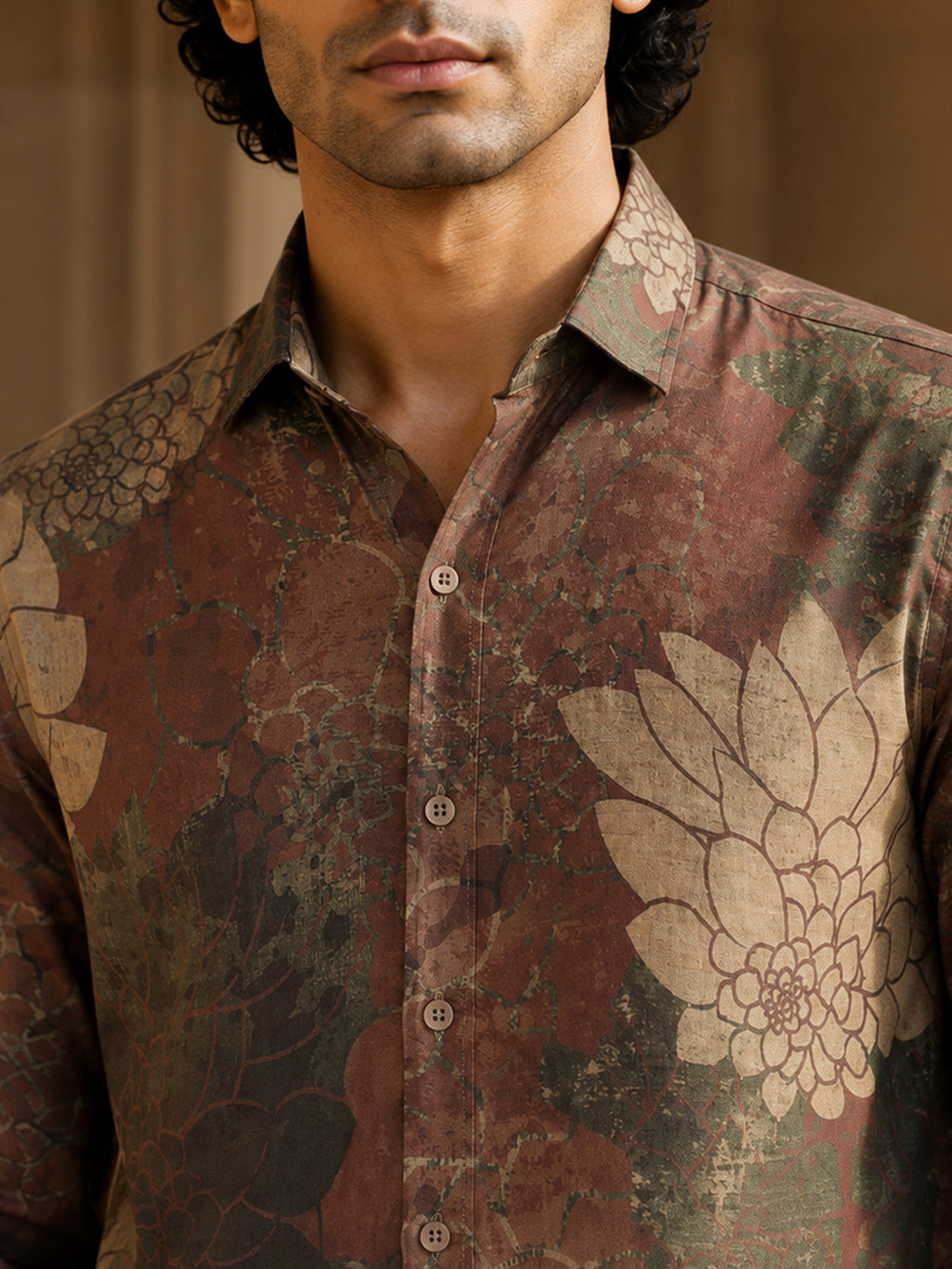 CAHOOT Men's Maroon Botanical Printed Regular Fit Shirt - view 6