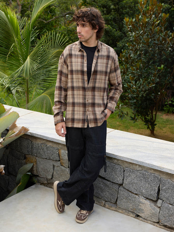 CAHOOT Men's Brown Checks Shirt - view 5