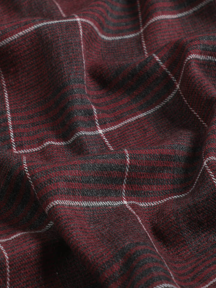 Maroon Checked Cotton Oversized Fit Shirt