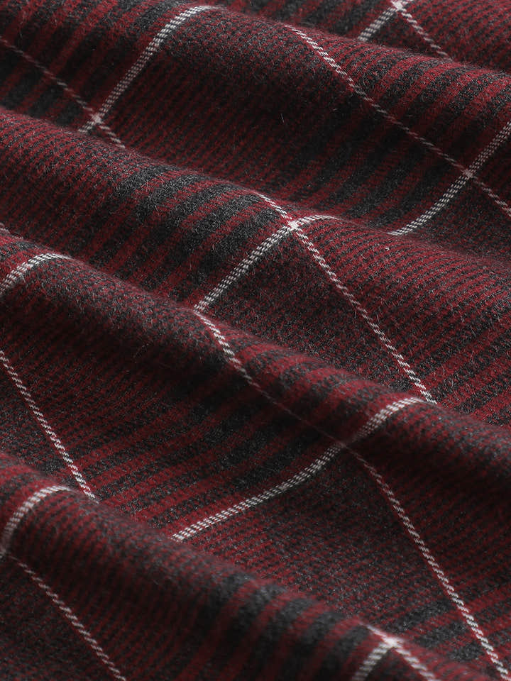 Maroon Checked Cotton Oversized Fit Shirt