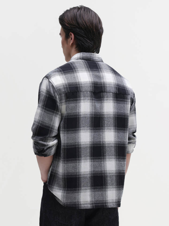 Black & white Checked Cotton Oversized Fit Shirt