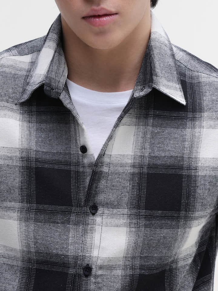 Black & white Checked Cotton Oversized Fit Shirt